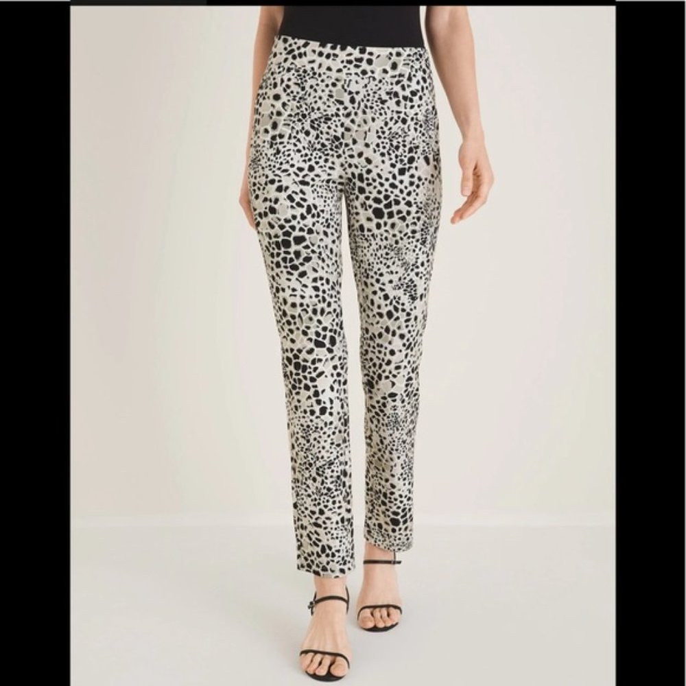 Chico's Black and White Spot-Print Cropped Pants